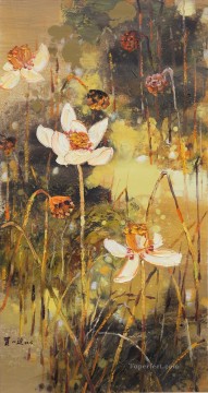 lotus 3 textured Oil Paintings